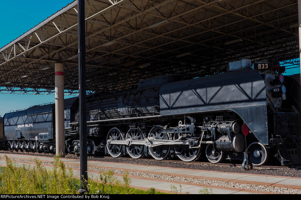 A Union Pacific 4-8-4 on display at Ogden Union Station